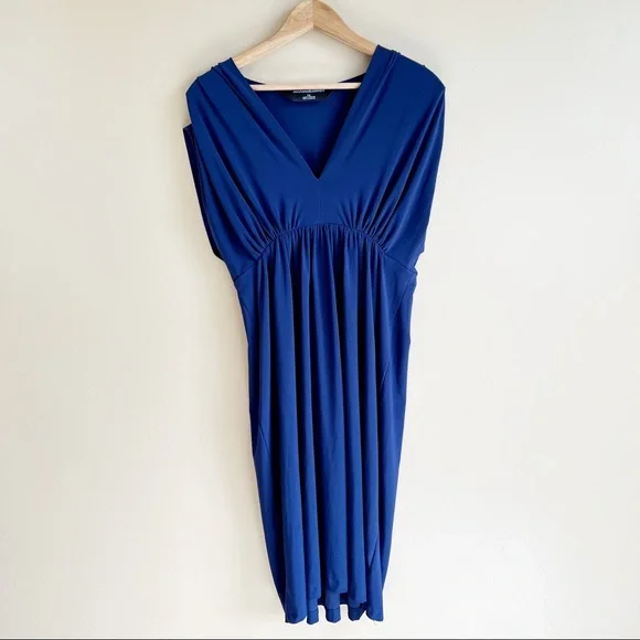 NORMA KAMALI Navy V-Neck Ruched Dress Size Large MSRP $120 - Picture 7 of 7